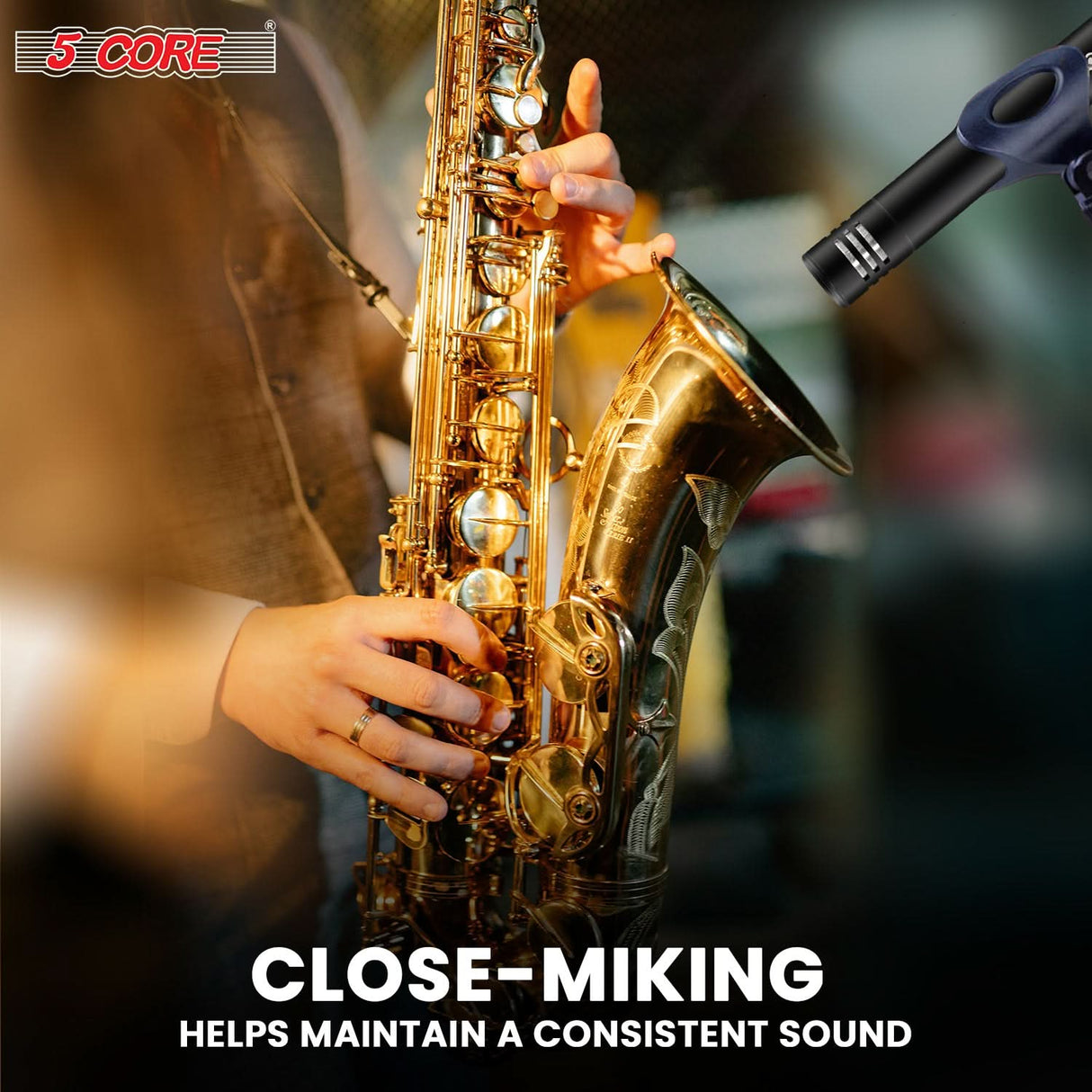 5Core Instrument Microphone Professional XLR Cardioid Pencil Stick Condenser Mic Black