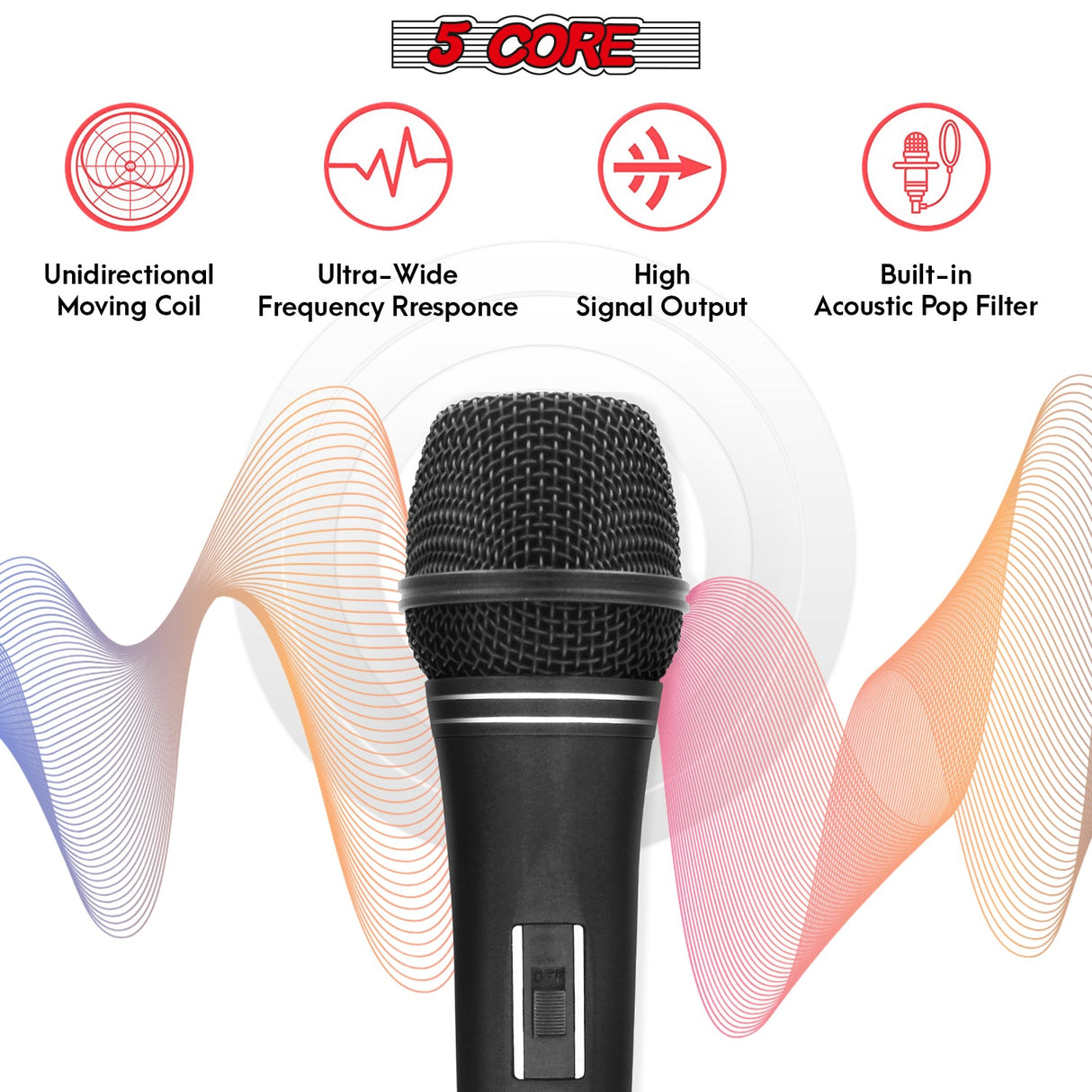 5Core XLR Microphone Dynamic Mic Karaoke Singing Studio Microfono Handheld Mics