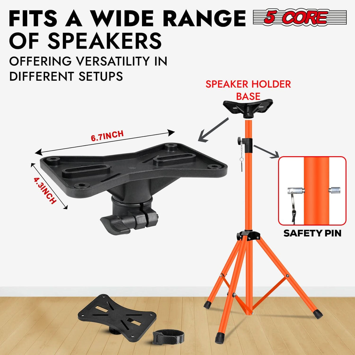 5 Core Speaker Stand Adjustable Tripod PA Speakers Holder 35mm Pole Mount