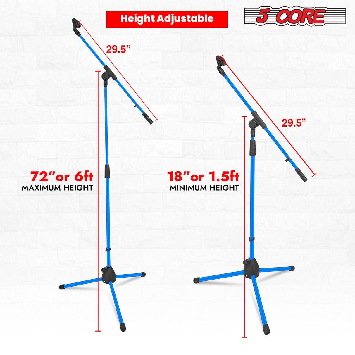 5Core Tripod Mic Stand 4Pcs Adjustable Holder Floor Microphone Boom Arm