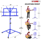 5 Core Music Stand Adjustable Desktop Book Stands Portable Sheet Holder All Metal Foldable Bookstand