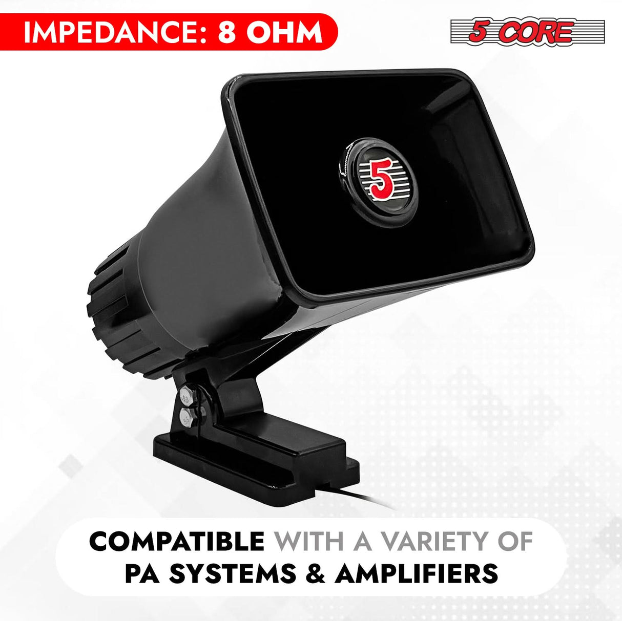 5 Core PA Speaker 6 x 4" 50W Bull Horn Loud Audio Outdoor Speakers System 8Ohm ReflexÂ Megaphone