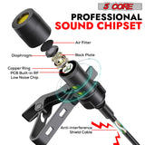 5Core Lavalier Microphone Clip On Professional Grade 3.5mm Lapel Mic Omnidirectional Lav Mic