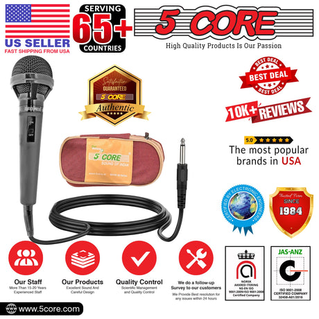 5Core XLR Microphone Dynamic Mic Karaoke Singing Studio Mics Handheld Microfono