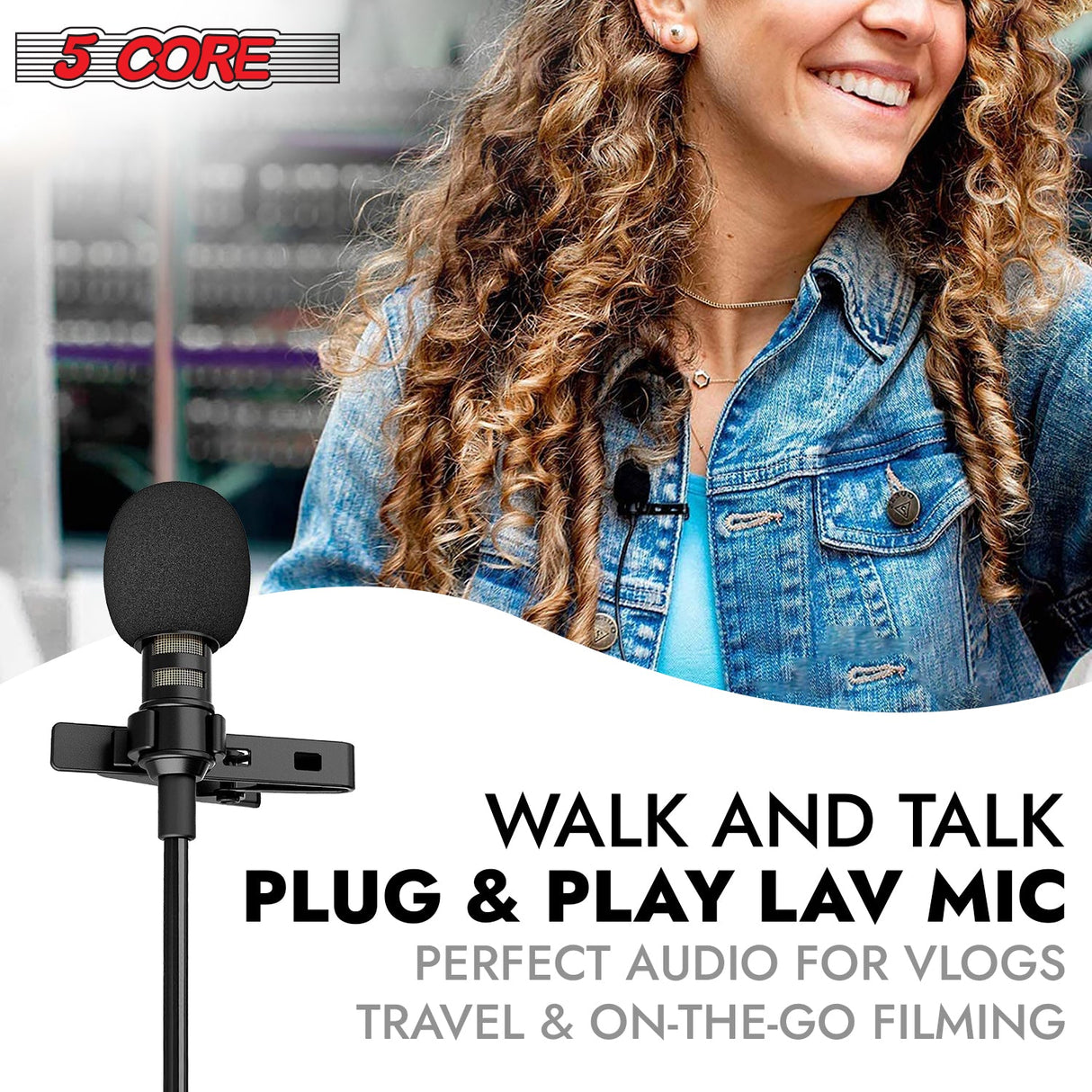5Core Lavalier Microphone Clip On Professional Grade 3.5mm Lav Lapel Mic Omnidirectional