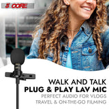 5Core Lavalier Microphone Clip On Professional Grade 3.5mm Lav Lapel Mic Omnidirectional
