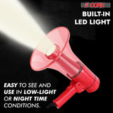 5Core Megaphone Bullhorn Speaker w Siren LED Light Adjustable Volume Bull Horn RED