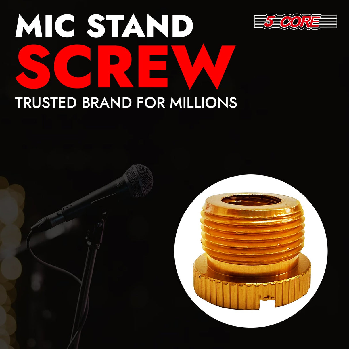 5 Core Mic Stand Adapter 5/8 Male to 3/8 Female Screw Thread Conversion Connector