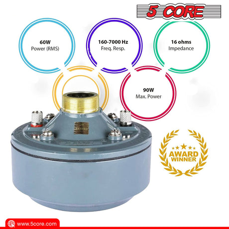 5 Core PA Horn Speaker 600W PMPO Compression Driver Audio in 22" Trumpet Throat Loud Audio System