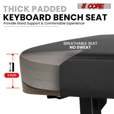 5CORE Keyboard Bench Piano Stool Thick Padded Seat Height Adjustable Keyboard Chair