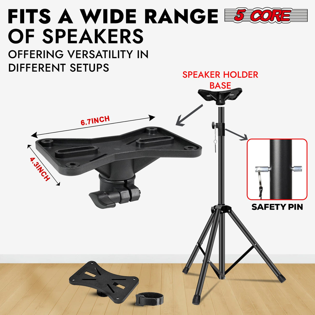 5Core Speaker Stand Tripod 2Pcs Tall Adjustable 72 Inch DJ Studio Monitor Stands Pole Mount