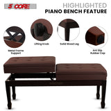 5 Core Duet Piano Bench 3.5 Inch Padded Cushioned Stool Wooden Heavy Duty Musician Chair w Storage