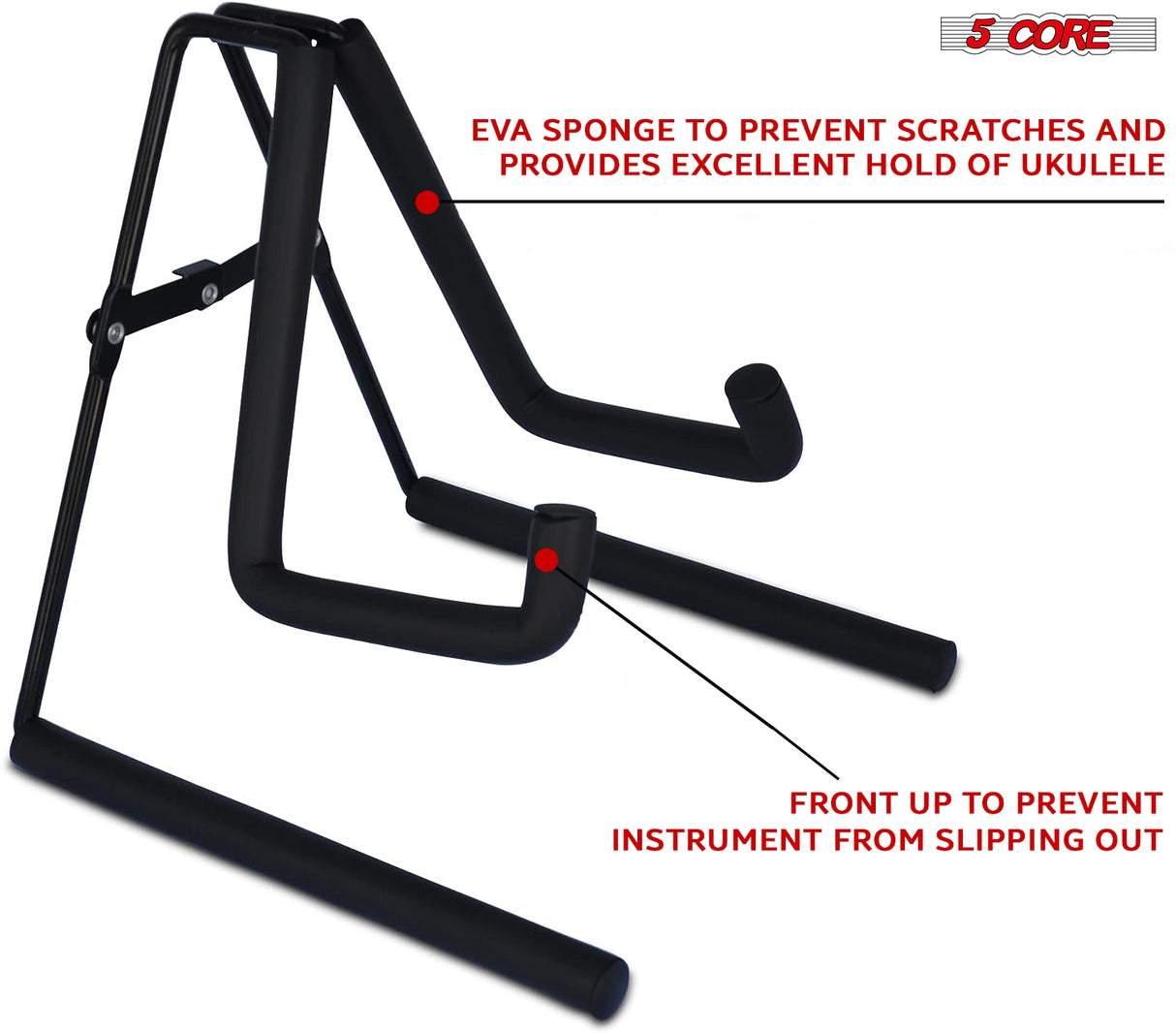 5 Core Ukulele Stand A Frame Metal Body w Soft Padded Arms Support Banjo Ukuleles Mini Guitar Violin
