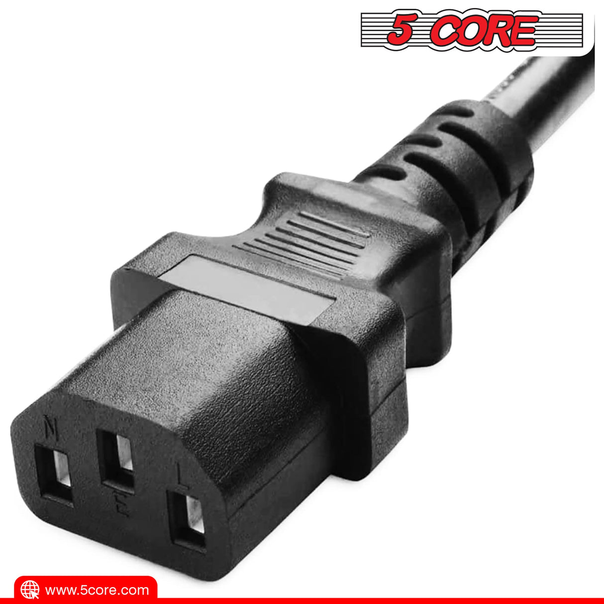 5Core AC Power Extension Cord 10Ft 3 Prong Adapter 16AWG/2C 125V 13A US Male to Female