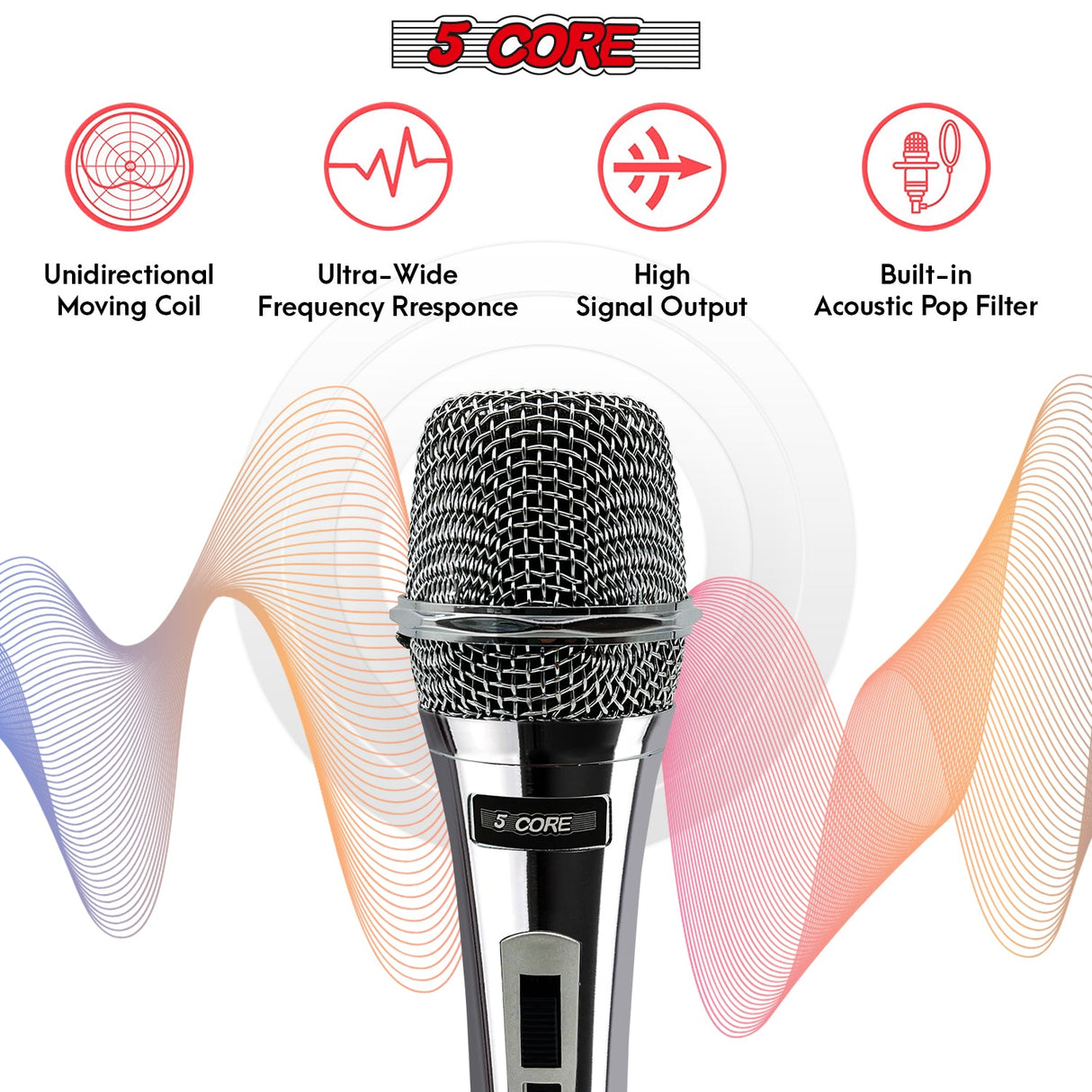 5Core XLR Microphone Dynamic Mic Karaoke Singing Studio Microfono Handheld Mics