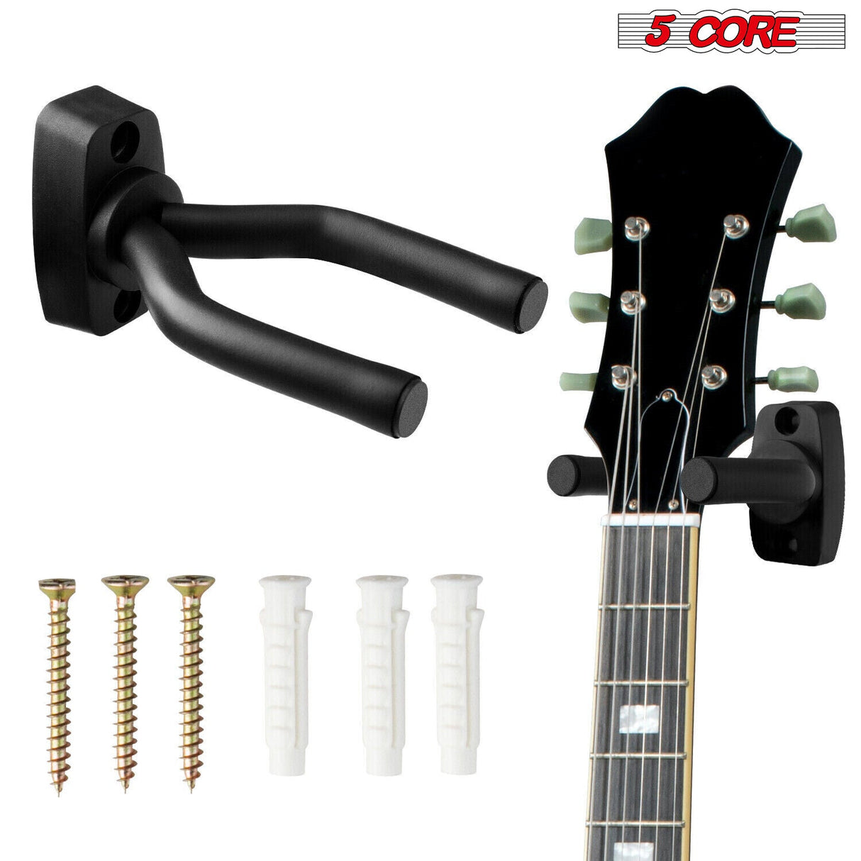 5Core Guitar Wall Mount Hanger Display Wall Hook Soft Padding Holder for All Guitars