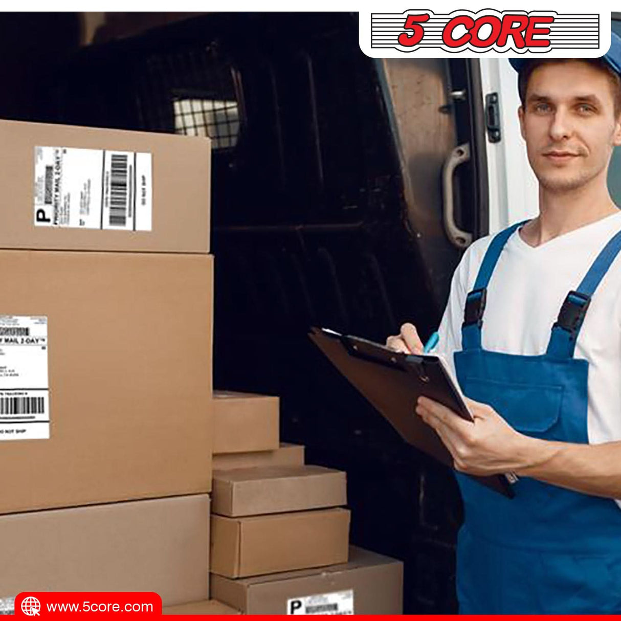 5 Core 4"x6" Direct Thermal Shipping Label/ 4x6 Roll Direct 4000Pcs Perforated paper Sticker/White