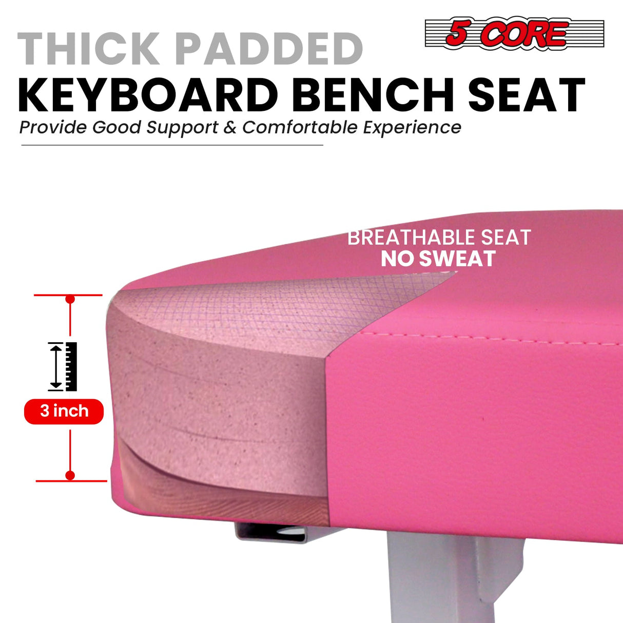 5CORE Keyboard Bench Piano Stool Thick Padded Seat Height Adjustable Keyboard Chair