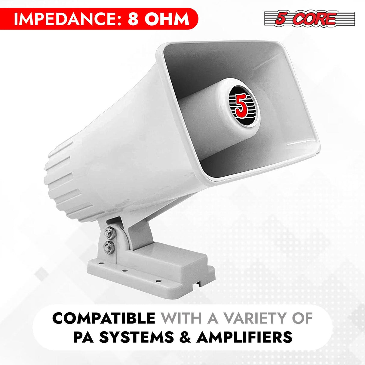5 Core PA Speaker 6 x 4" 50W Bull Horn Loud Audio Outdoor Speakers System 8Ohm ReflexÂ Megaphone