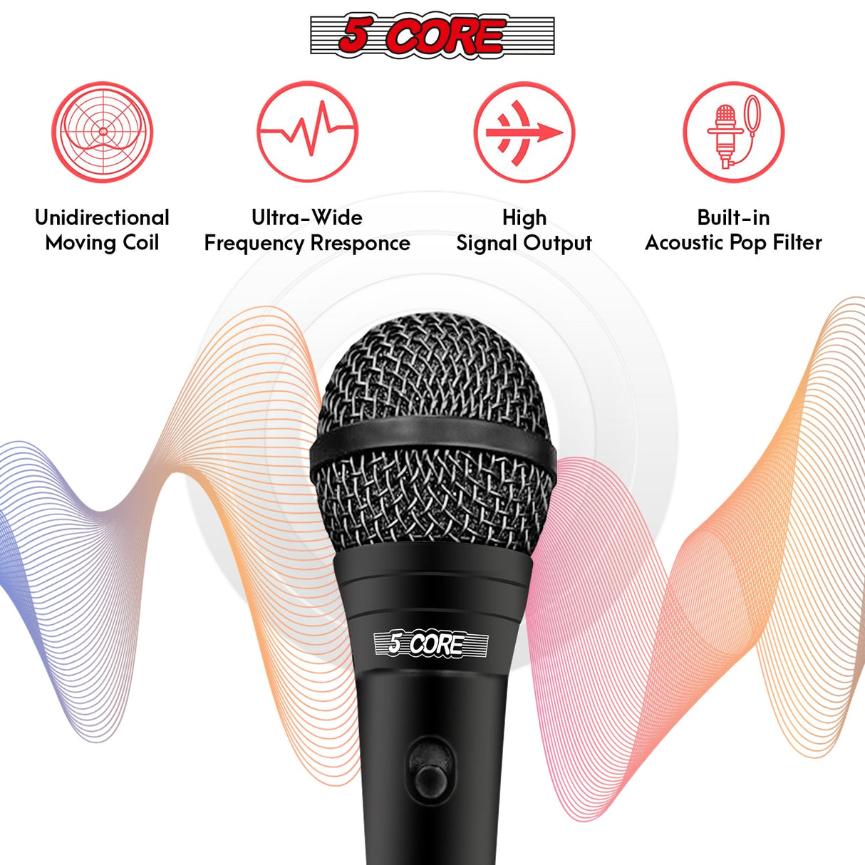 5Core XLR Microphone Dynamic Mic Karaoke Singing Studio Microfono Handheld Mics