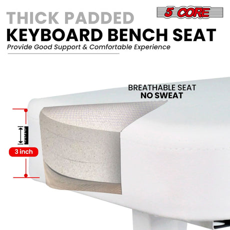 Comfortable piano stool with thick padded cushion and ergonomic support, ideal for long practice sessions