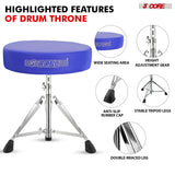 5Core Drum Throne Padded Adjustable Guitar Stool Drummer Seat for Adults & Kids BLUE