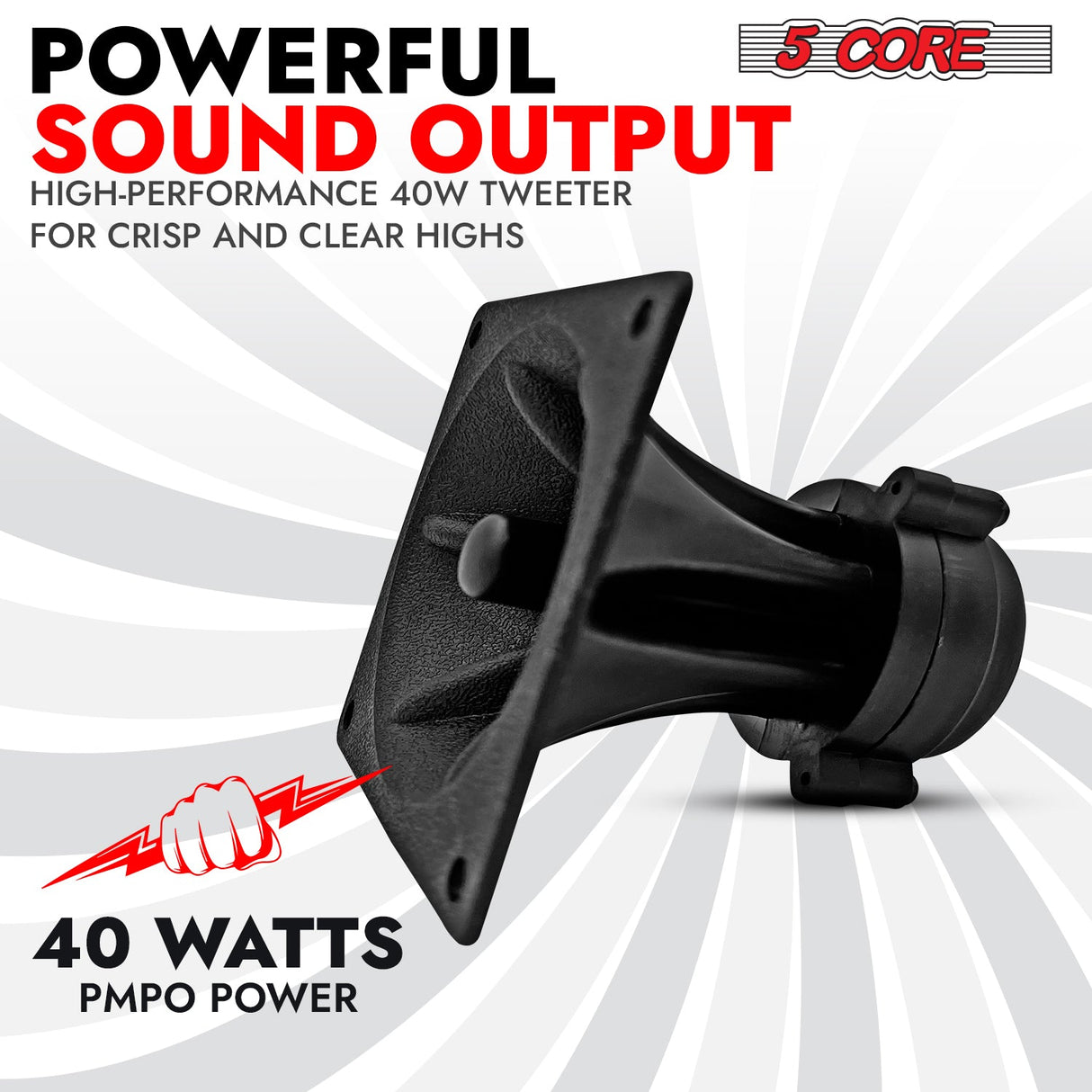 5Core Tweeter 3.25" x 3.25" 40W Component Square Driver Replacement Piezo Super Horn