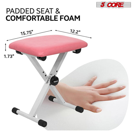 5 Core Keyboard Bench X Style Piano Stool Padded Adjustable Keyboards Chair