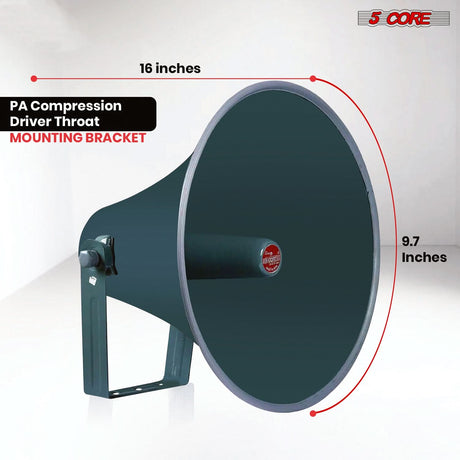 5Core PA Horn Speaker Set 2" Compression Driver 600W 16 Ohm Weatherproof Aluminum Body 18 TPI Thread