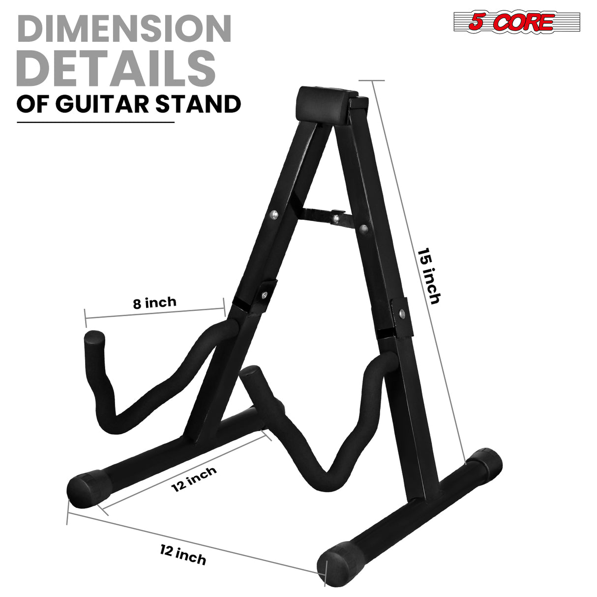 5 Core Guitar Stand 2PC A Frame w Soft Foam Arm Non Slip Rubber for Acoustic Electric Bass