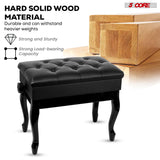5 Core Piano Bench 3" Padded Cushioned Stool Wooden Heavy Duty Adjustable Musician Chair w Storage