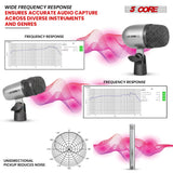 5 Core Conga Mic Snare Tom Set Professional XLR Cardioid Unidirectional Instrument Microphone Kit