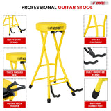 5Core Guitar Stool 3.15" Padded Chair Foldable Heavy Duty Music Seat Built in Foot Rest Guitar Stand