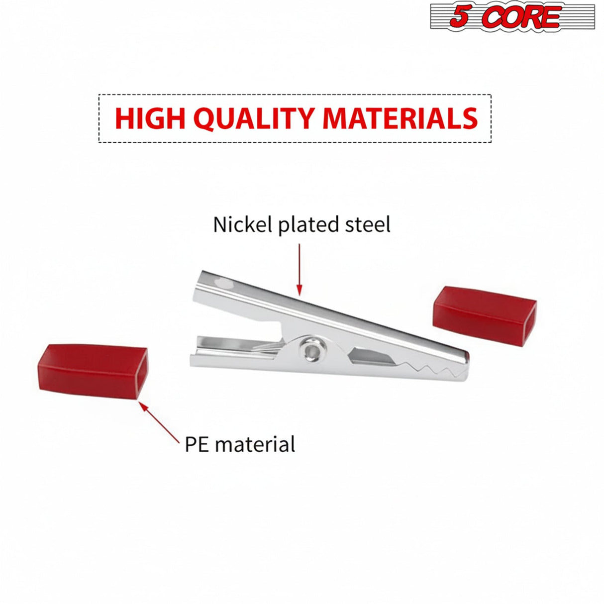 5Core Alligator Clips Electrical Metal Battery Jumper Clamps nsulated Gator Clip