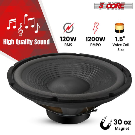 5 Core 12 Inch Guitar Amp Speaker Replacement 200W 8 Ohm Low Distortion for Electric Guitar Cabinets