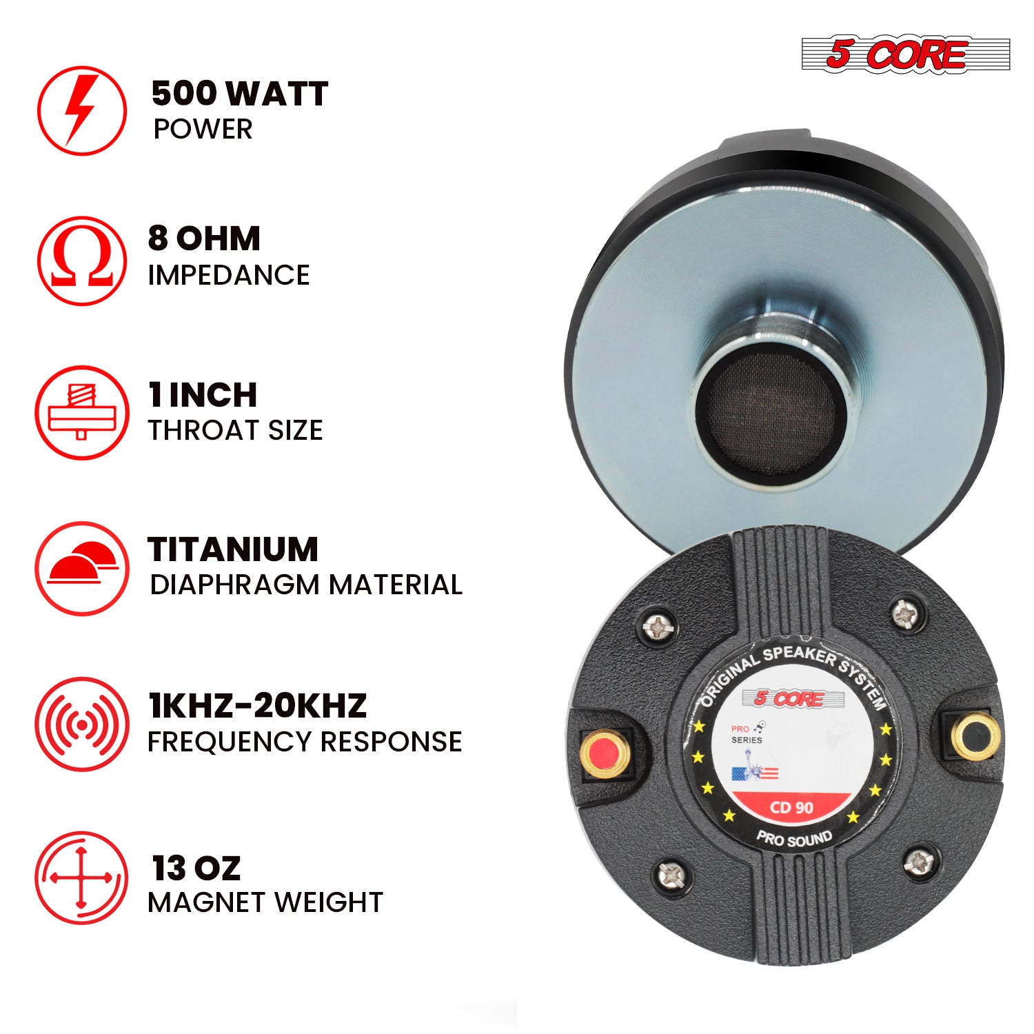 Compression Driver 900W PMPO 8 Ohm Loud Tweeter Horn