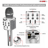 5 Core Microphone Wireless Karaoke Mic With Speaker 3 in 1 Portable Bluetooth Microfono Inalambrico