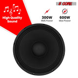 5 Core 10" Subwoofer Speaker 300W RMS Full Range Audio PA DJ Sub Woofer 8Ohm Bass Replacement Driver