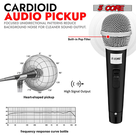 5Core XLR Microphone Dynamic Mic Karaoke Singing Studio Mics Handheld Microfono