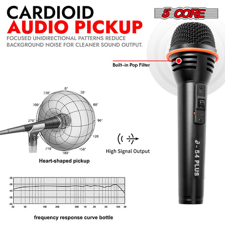 5Core XLR Microphone Dynamic Mic Karaoke Singing Studio Mics Handheld Microfono