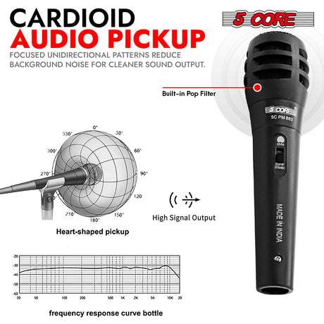 5Core XLR Microphone Dynamic Mic Karaoke Singing Studio Mics Handheld Microfono