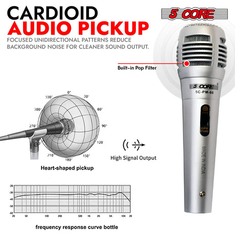 5Core XLR Microphone Dynamic Mic Karaoke Singing Studio Mics Handheld Microfono