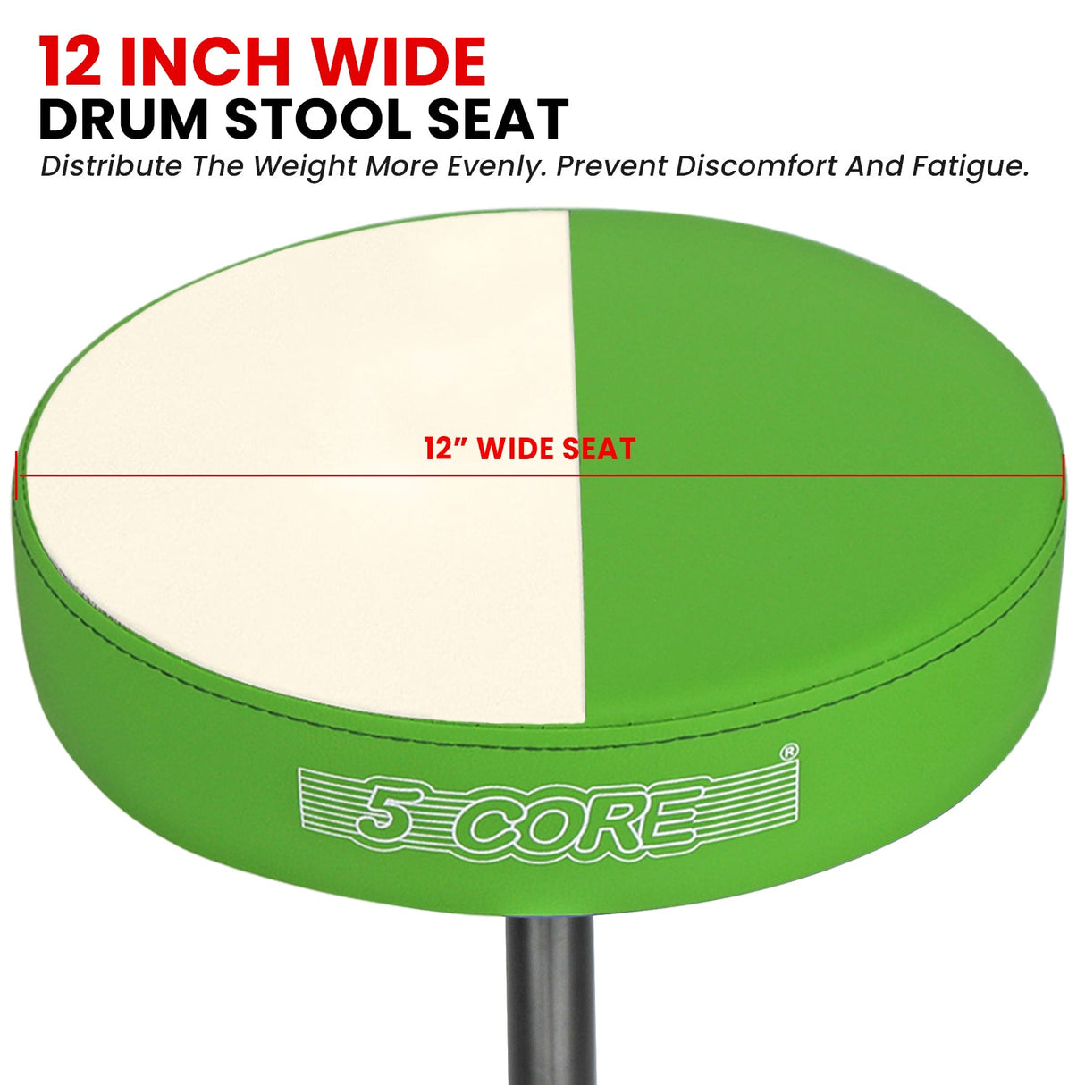 5 Core Drum Throne 3" Thick Padded Memory Foam Comfortable Drummer Stool 330Lb Capacity Adjustable