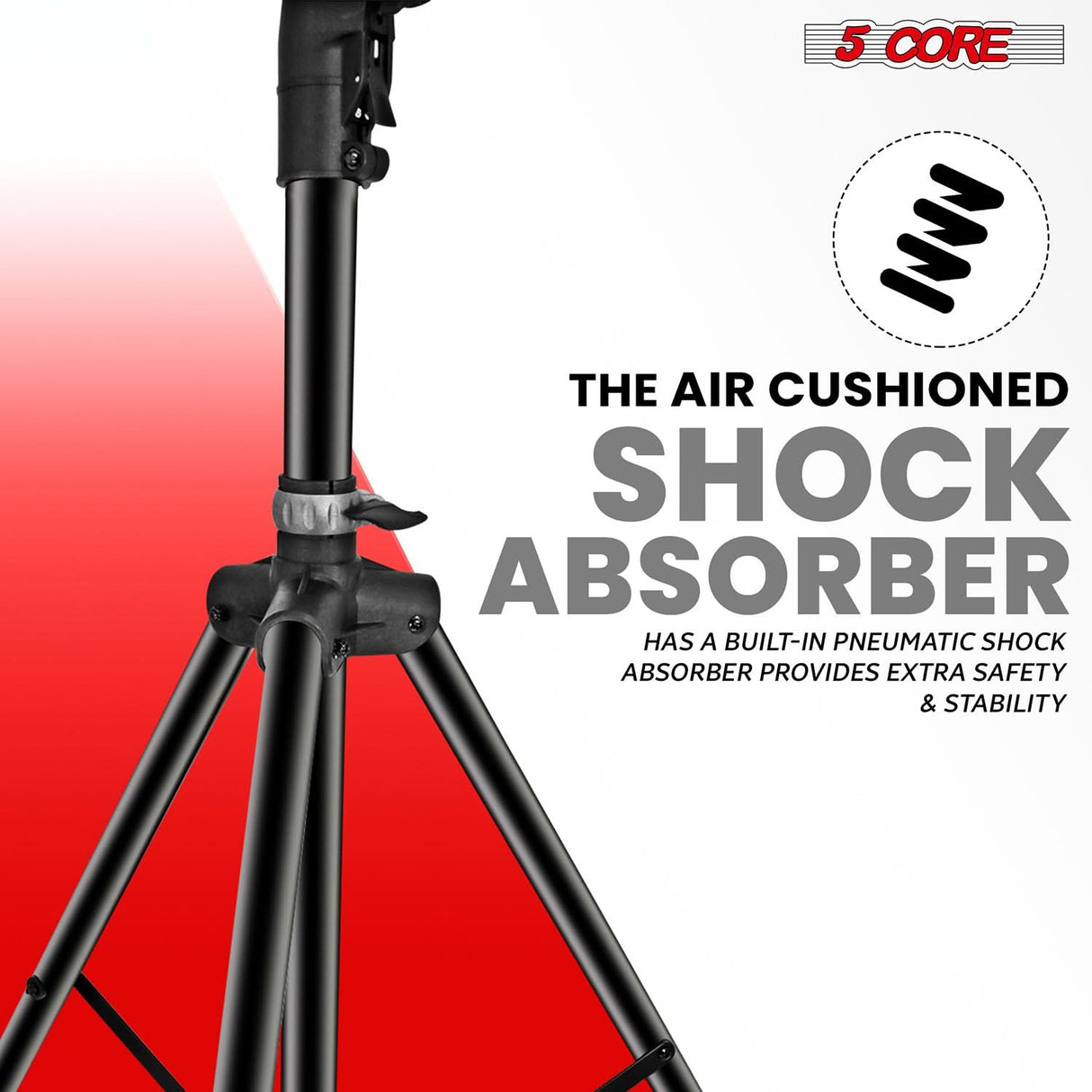 5Core Speaker Stand Tripod Tall Air Assist Lowering Adjustable Heavy Duty Floor Stands