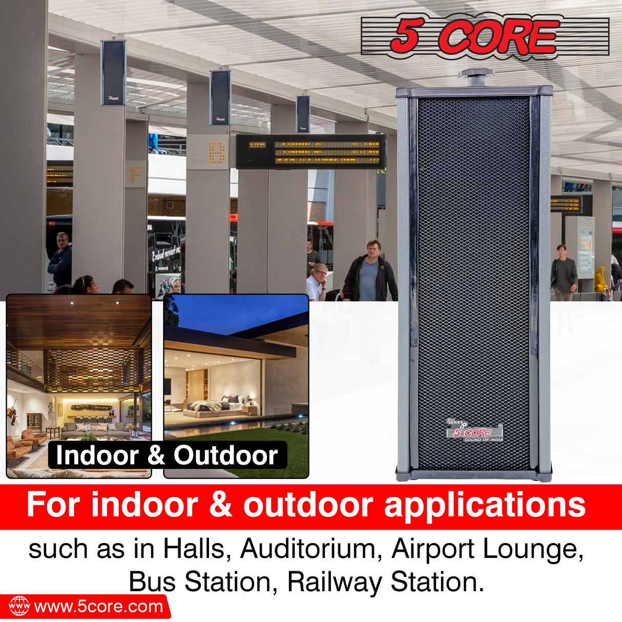 5Core Outdoor Speakers Stereo In Wall 100W Peak Passive Home Audio System