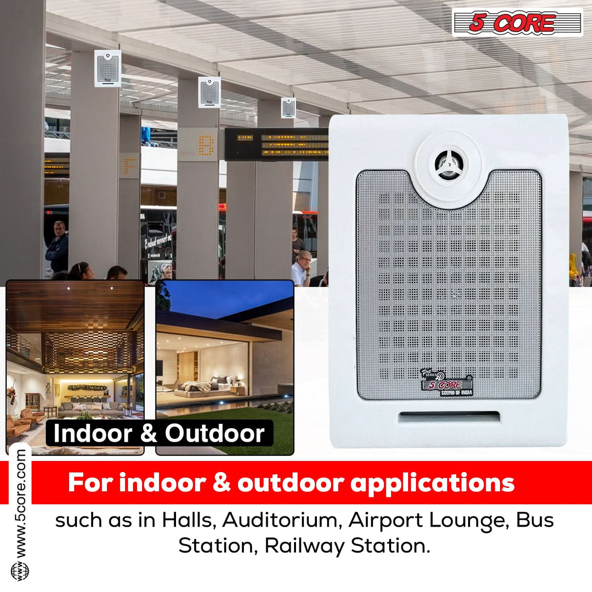 5Core Outdoor Speakers Stereo In Wall 500W Peak Passive Home Audio System