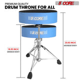 5Core Drum Throne Padded Guitar Stool Swivel Adjustable Drummer Seat Music Chair BLUE VELVET