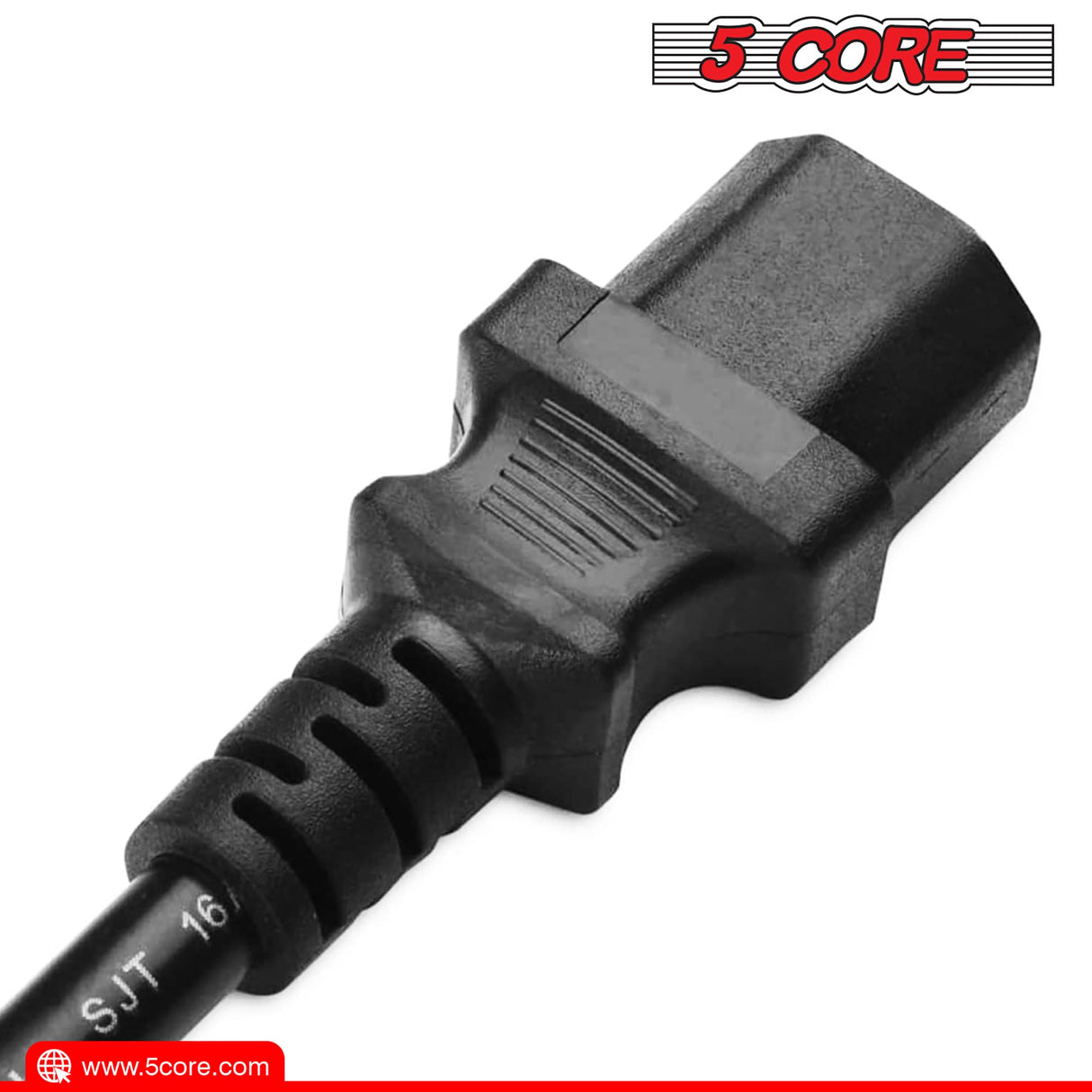 5Core AC Power Extension Cord 10Ft 3 Prong Adapter 16AWG/2C 125V 13A US Male to Female