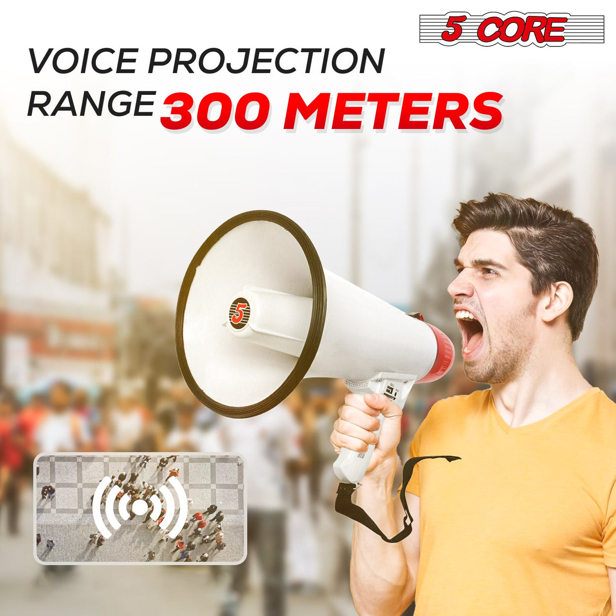 5Core Megaphone Bullhorn Speaker 50W Bull Horn Cheer Megafono 300 Meter