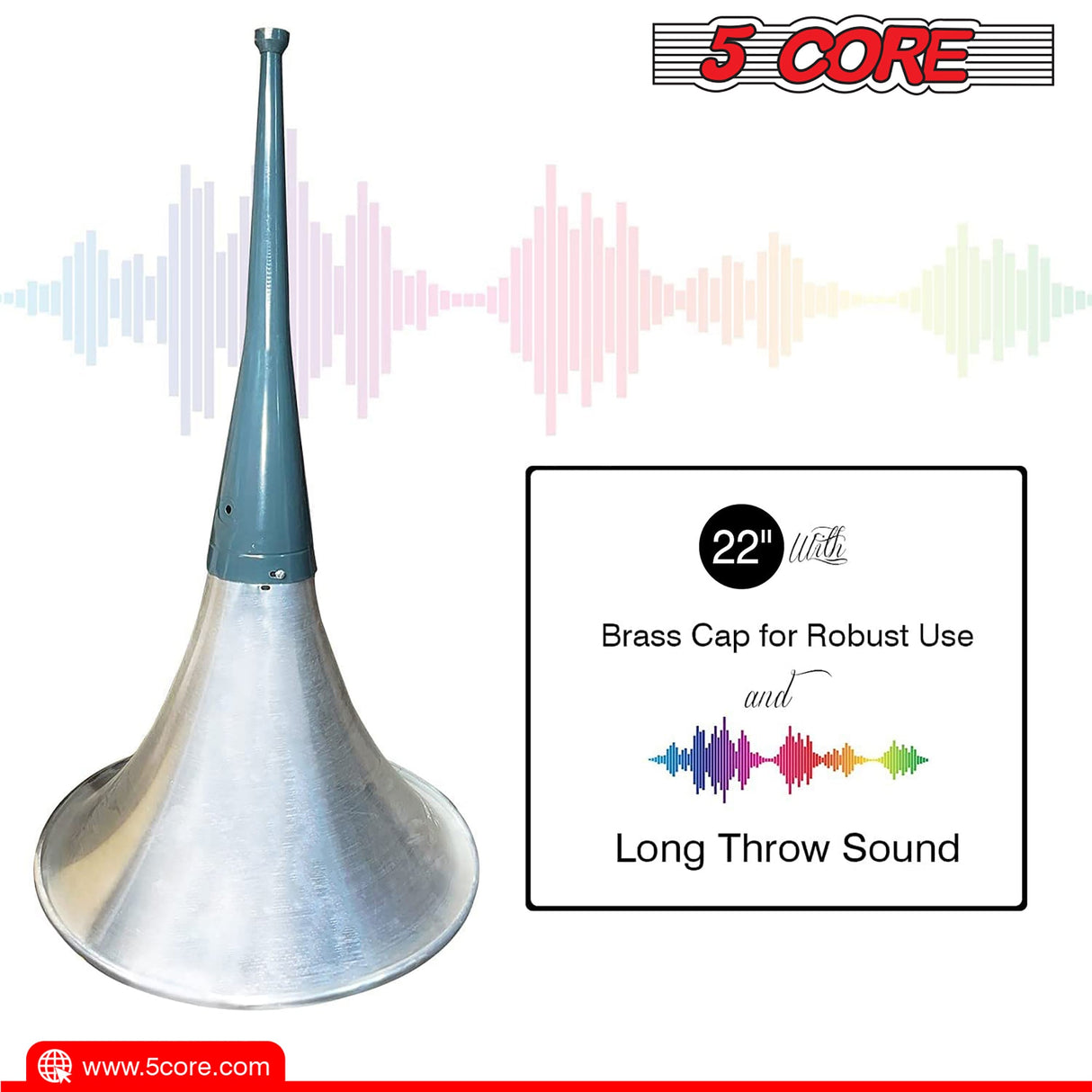 5 Core PA Horn Speaker 400W PMPO Compression Driver in 22 Inch Trumpet Throat Loud Audio System